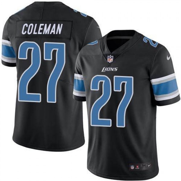 Nike Lions #27 Justin Coleman Black Men's Stitched NFL Limited Rush Jersey