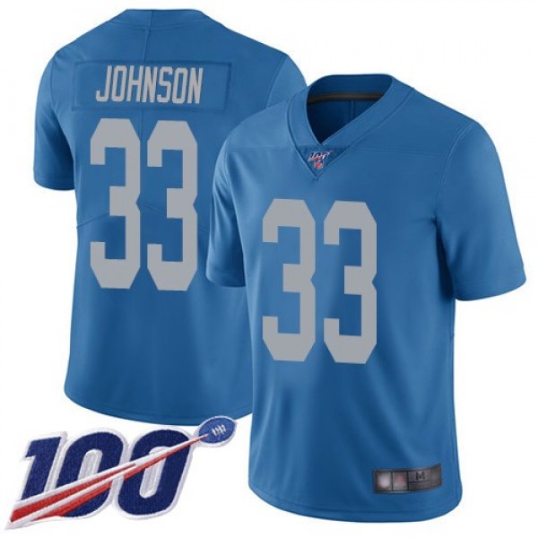 Nike Lions #33 Kerryon Johnson Blue Throwback Men's Stitched NFL 100th Season Vapor Limited Jersey