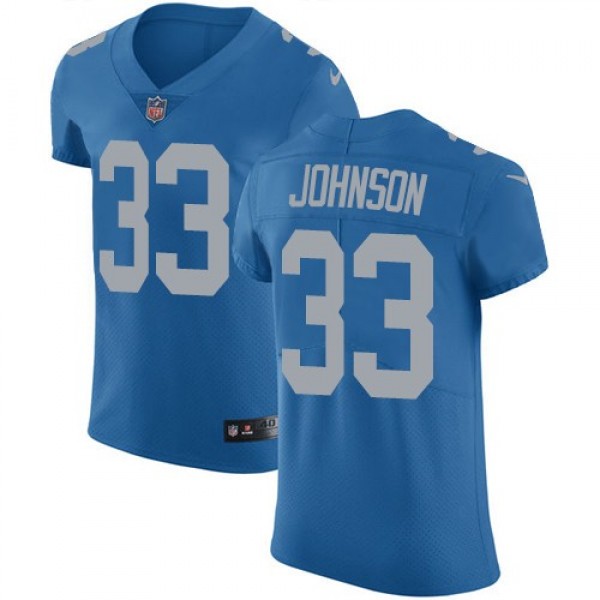 Nike Lions #33 Kerryon Johnson Blue Throwback Men's Stitched NFL Vapor Untouchable Elite Jersey