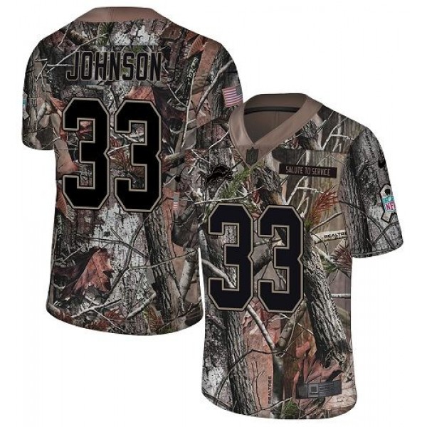 Nike Lions #33 Kerryon Johnson Camo Men's Stitched NFL Limited Rush Realtree Jersey
