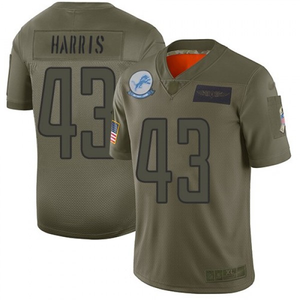 Nike Lions #43 Will Harris Camo Men's Stitched NFL Limited 2019 Salute To Service Jersey