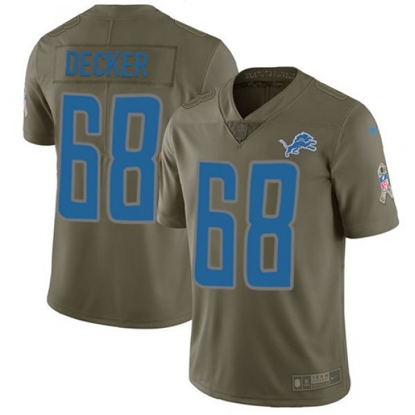 Nike Lions #68 Taylor Decker Olive Men's Stitched NFL Limited 2017 Salute to Service Jersey