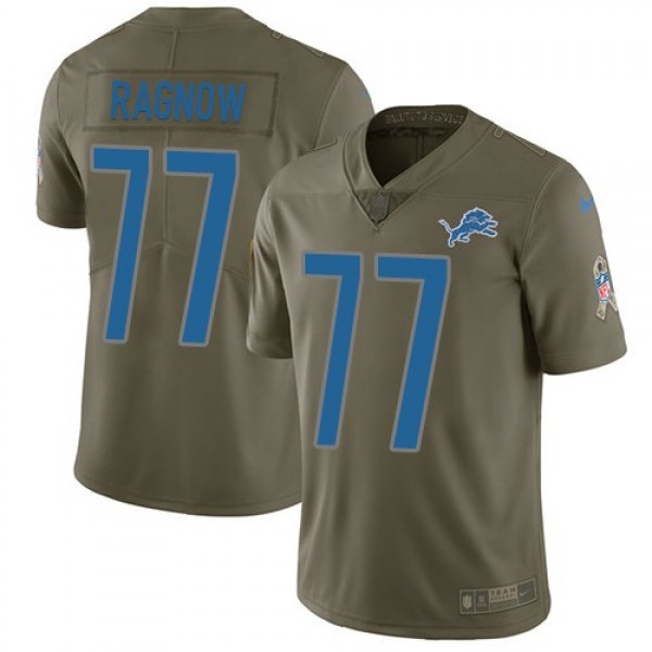 Nike Lions #77 Frank Ragnow Olive Men's Stitched NFL Limited 2017 Salute To Service Jersey