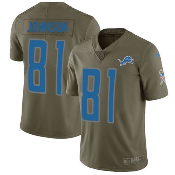 Nike Lions #81 Calvin Johnson Olive Men's Stitched NFL Limited 2017 Salute to Service Jersey