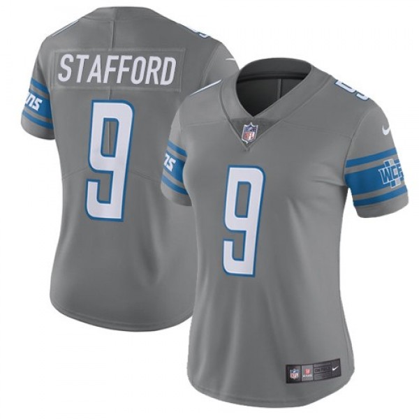 Women's Lions #9 Matthew Stafford Gray Stitched NFL Limited Rush Jersey
