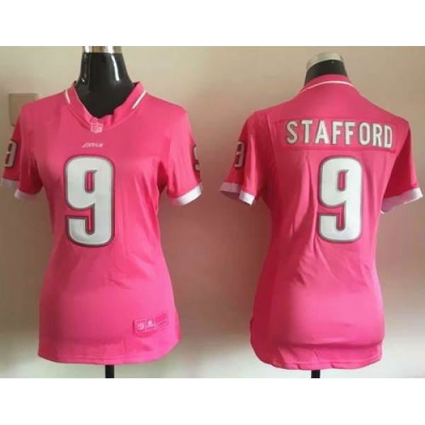 Women's Lions #9 Matthew Stafford Pink Stitched NFL Elite Bubble Gum Jersey