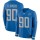 Nike Lions #90 Trey Flowers Blue Team Color Men's Stitched NFL Limited Therma Long Sleeve Jersey