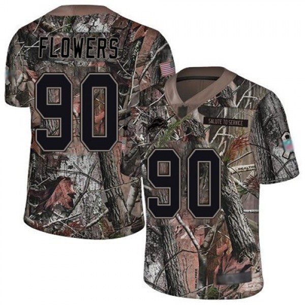 Nike Lions #90 Trey Flowers Camo Men's Stitched NFL Limited Rush Realtree Jersey