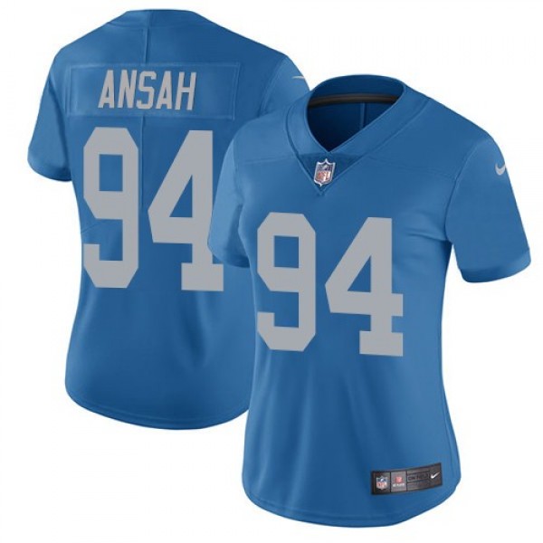 Women's Lions #94 Ziggy Ansah Blue Throwback Stitched NFL Vapor Untouchable Limited Jersey
