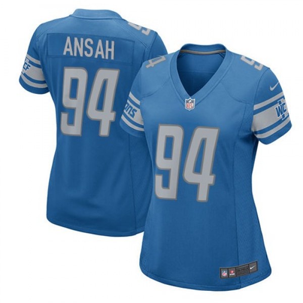 Women's Lions #94 Ziggy Ansah Light Blue Team Color Stitched NFL Elite Jersey