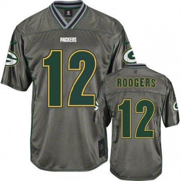 Nike Packers #12 Aaron Rodgers Grey Men's Stitched NFL Elite Vapor Jersey