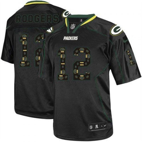 Nike Packers #12 Aaron Rodgers New Lights Out Black Men's Stitched NFL Elite Jersey