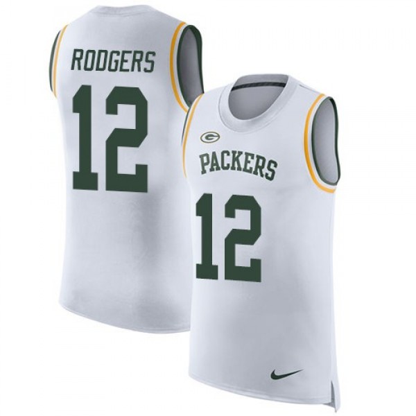 Nike Packers #12 Aaron Rodgers White Men's Stitched NFL Limited Rush Tank Top Jersey