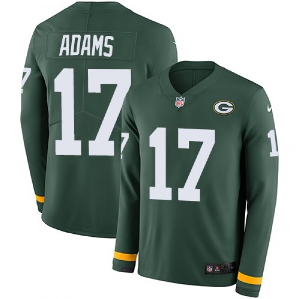 Nike Packers #17 Davante Adams Green Team Color Men's Stitched NFL Limited Therma Long Sleeve Jersey