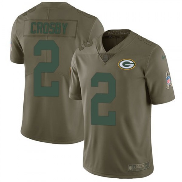 Nike Packers #2 Mason Crosby Olive Men's Stitched NFL Limited 2017 Salute To Service Jersey