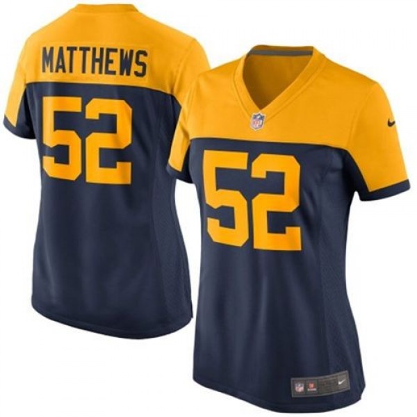 Women's Packers #52 Clay Matthews Navy Blue Alternate Stitched NFL New Elite Jersey