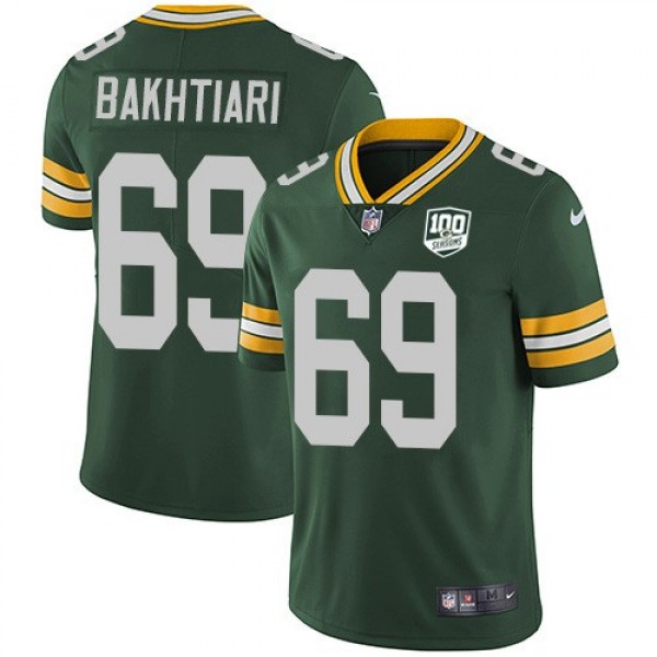 Nike Packers #69 David Bakhtiari Green Team Color Men's 100th Season Stitched NFL Vapor Untouchable Limited Jersey