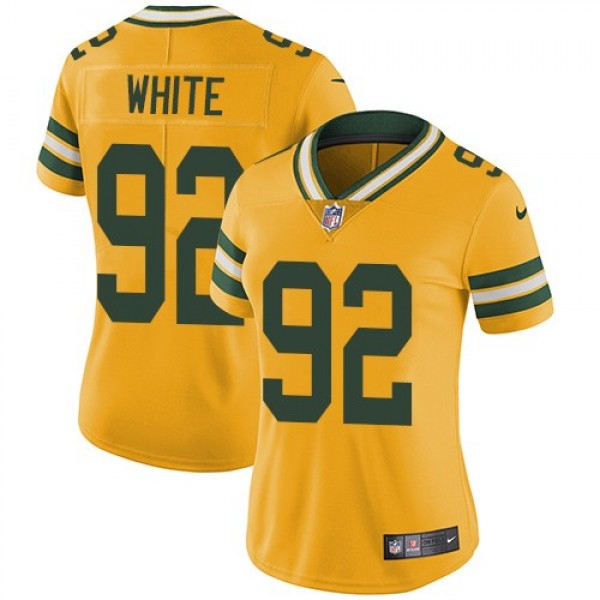 Women's Packers #92 Reggie White Yellow Stitched NFL Limited Rush Jersey