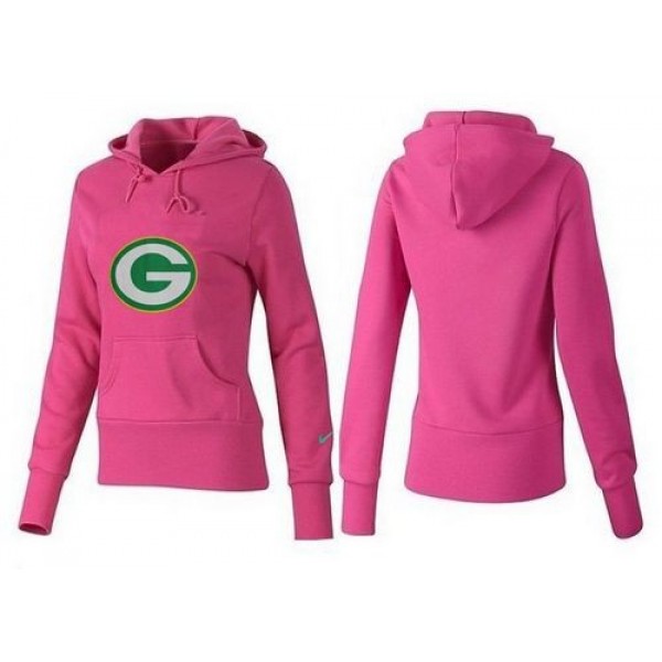 Women's Green Bay Packers Logo Pullover Hoodie Pink Jersey