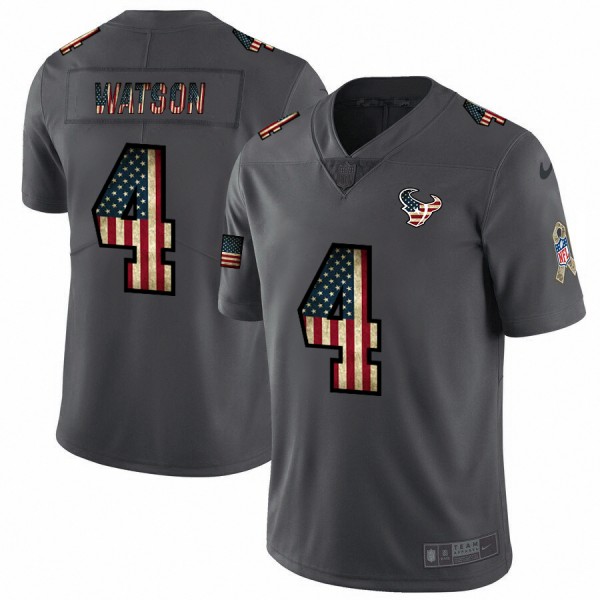 Houston Texans #4 Deshaun Watson Nike 2018 Salute to Service Retro USA Flag Limited NFL Jersey