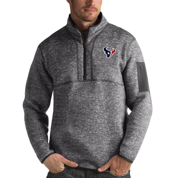 Houston Texans Antigua Fortune Quarter-Zip Pullover Jacket Charcoal