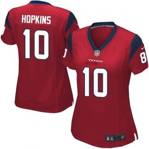 Women's Texans #10 DeAndre Hopkins Red Alternate Color Stitched NFL Elite Jersey
