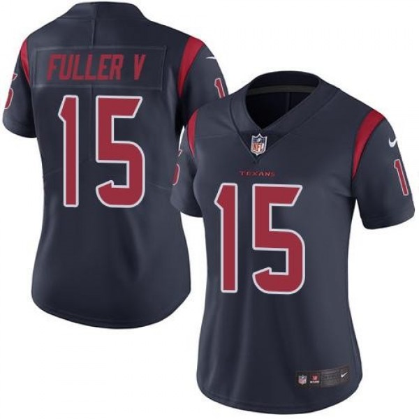 Women's Texans #15 Will Fuller V Navy Blue Stitched NFL Limited Rush Jersey