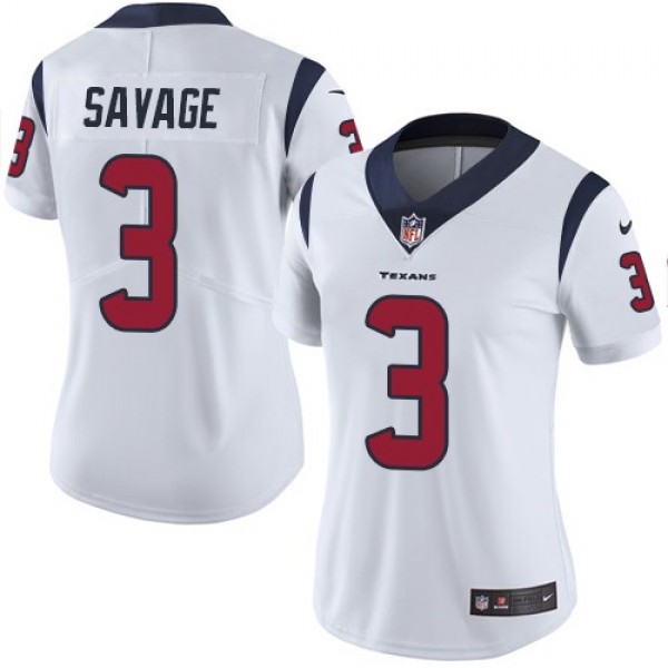 Women's Texans #3 Tom Savage White Stitched NFL Vapor Untouchable Limited Jersey