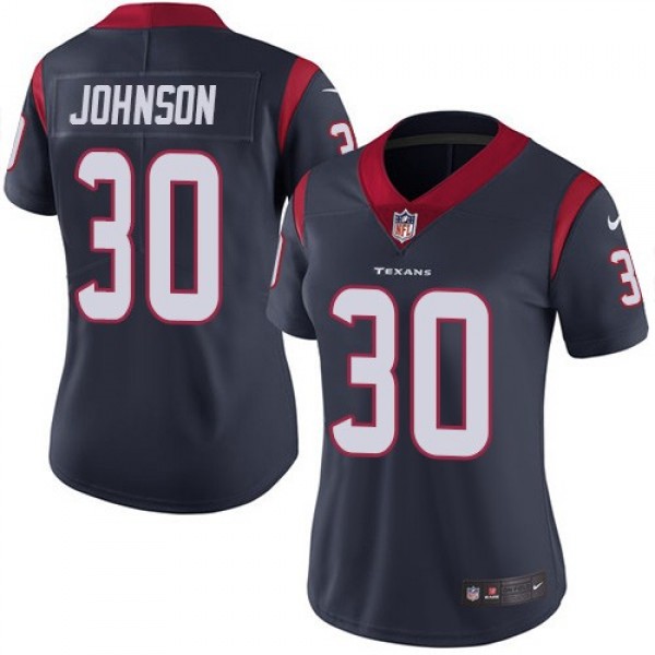 Women's Texans #30 Kevin Johnson Navy Blue Team Color Stitched NFL Vapor Untouchable Limited Jersey
