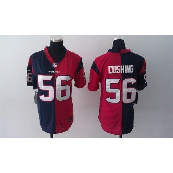 Women's Texans #56 Brian Cushing Navy Blue Red Stitched NFL Elite Split Jersey