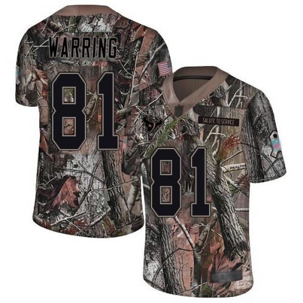 Nike Texans #81 Kahale Warring Camo Men's Stitched NFL Limited Rush Realtree Jersey