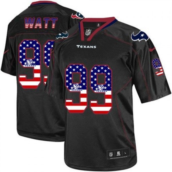 Nike Texans #99 J.J. Watt Black Men's Stitched NFL Elite USA Flag Fashion Jersey