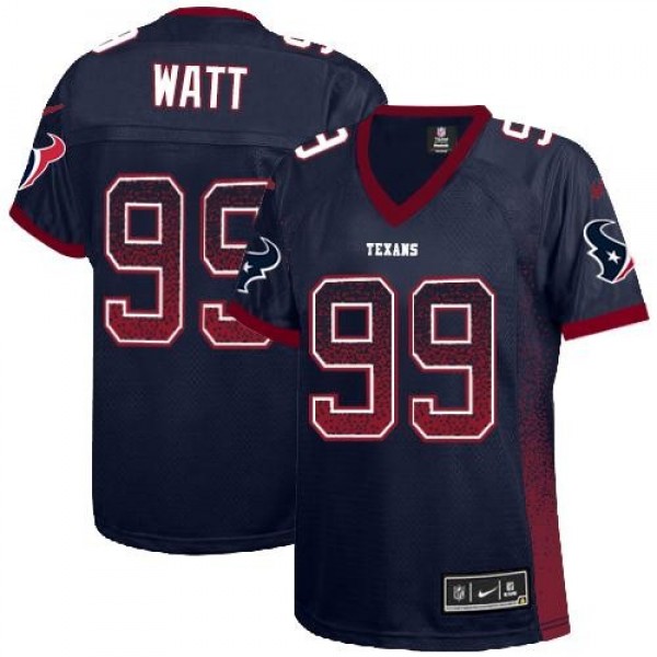 Women's Texans #99 JJ Watt Navy Blue Team Color Stitched NFL Elite Drift Jersey