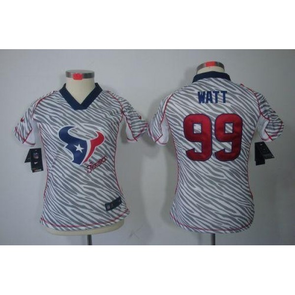 Women's Texans #99 JJ Watt Zebra Stitched NFL Elite Jersey
