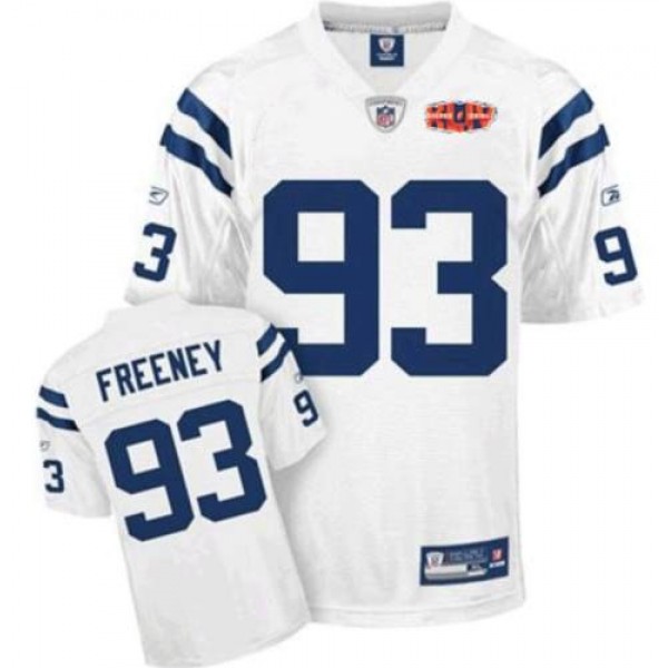 Colts #93 Dwight Freeney White With Super Bowl Patch Stitched NFL Jersey