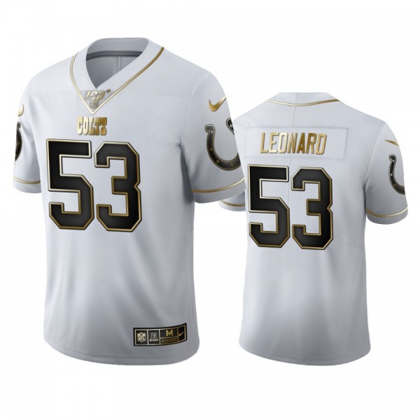Indianapolis Colts #53 Darius Leonard Men's Nike White Golden Edition Vapor Limited NFL 100 Jersey