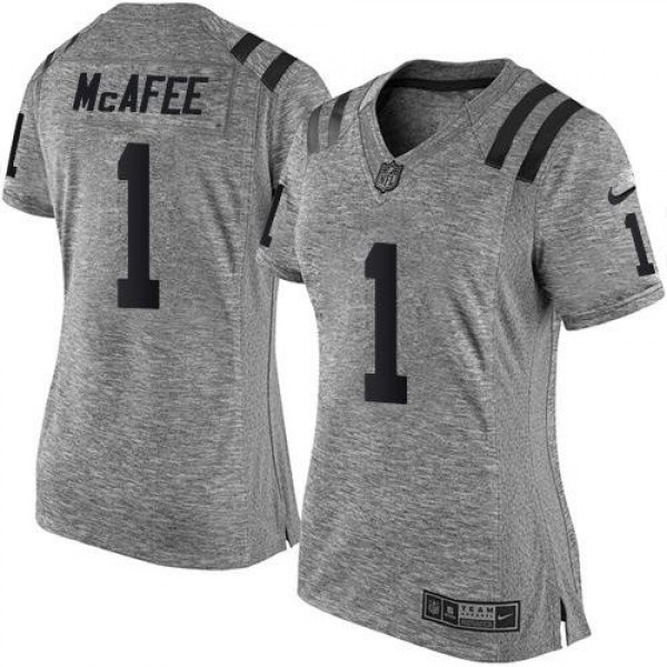 Women's Colts #1 Pat McAfee Gray Stitched NFL Limited Gridiron Gray Jersey