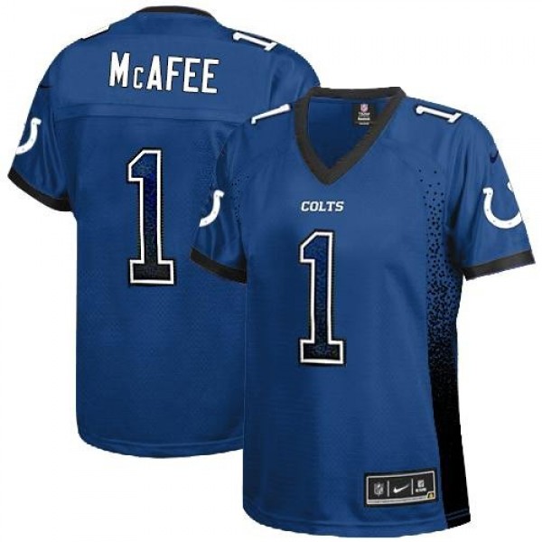 Women's Colts #1 Pat McAfee Royal Blue Team Color Stitched NFL Elite Drift Jersey