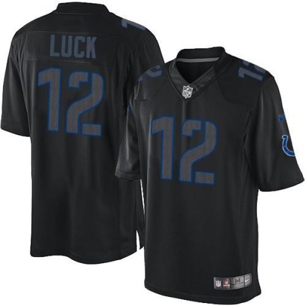 Nike Colts #12 Andrew Luck Black Men's Stitched NFL Impact Limited Jersey