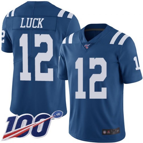 Nike Colts #12 Andrew Luck Royal Blue Men's Stitched NFL Limited Rush 100th Season Jersey