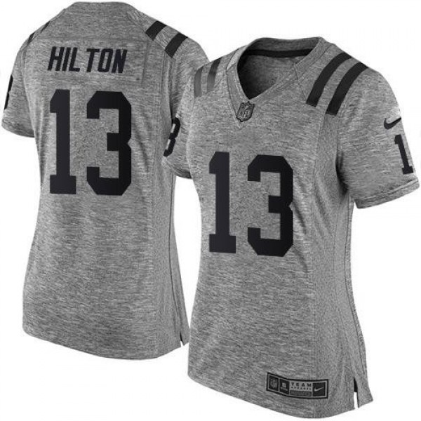 Women's Colts #13 T.Y. Hilton Gray Stitched NFL Limited Gridiron Gray Jersey