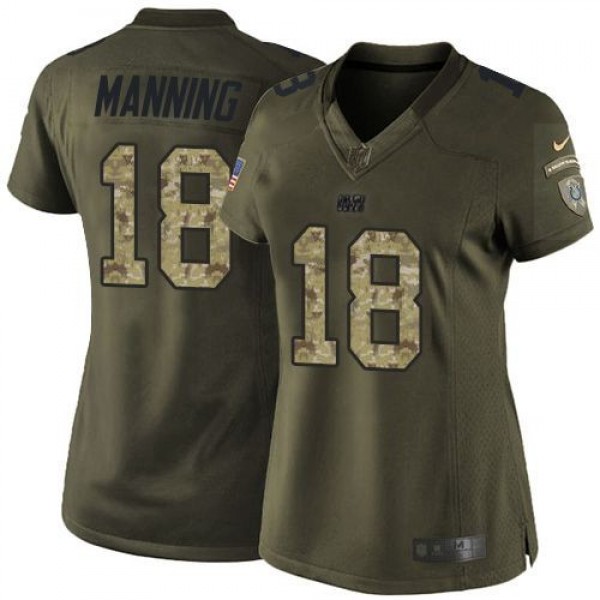 Women's Colts #18 Peyton Manning Green Stitched NFL Limited Salute to Service Jersey