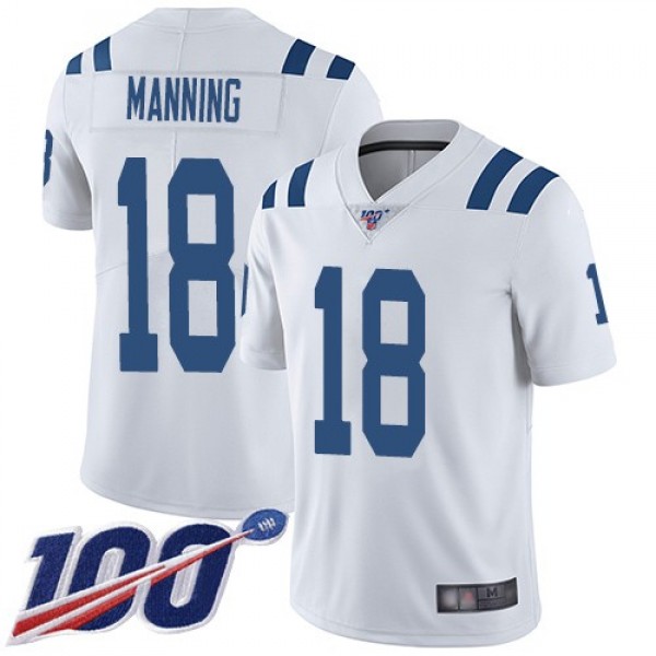 Nike Colts #18 Peyton Manning White Men's Stitched NFL 100th Season Vapor Limited Jersey