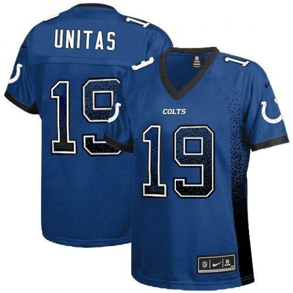 Women's Colts #19 Johnny Unitas Royal Blue Team Color Stitched NFL Elite Drift Jersey