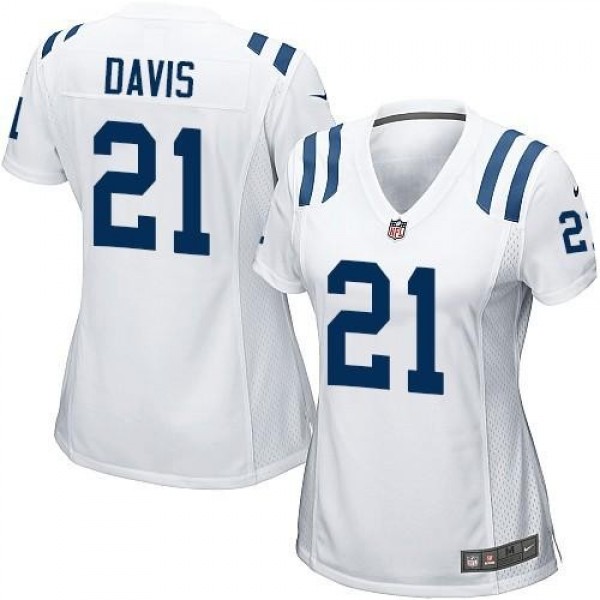 Women's Colts #21 Vontae Davis White Stitched NFL Elite Jersey