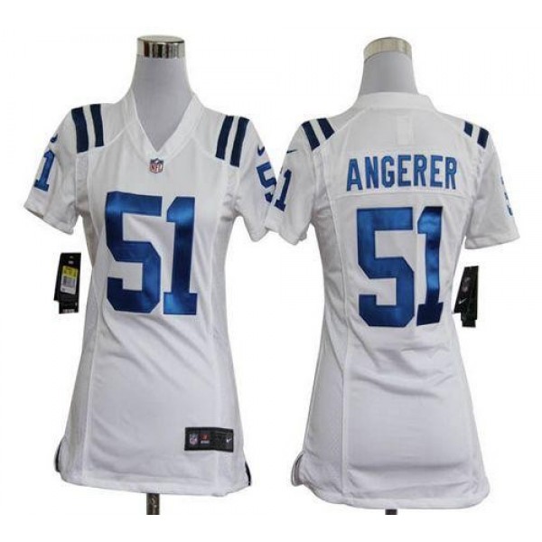 Women's Colts #51 Pat Angerer White Stitched NFL Elite Jersey