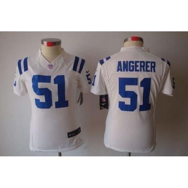 Women's Colts #51 Pat Angerer White Stitched NFL Limited Jersey