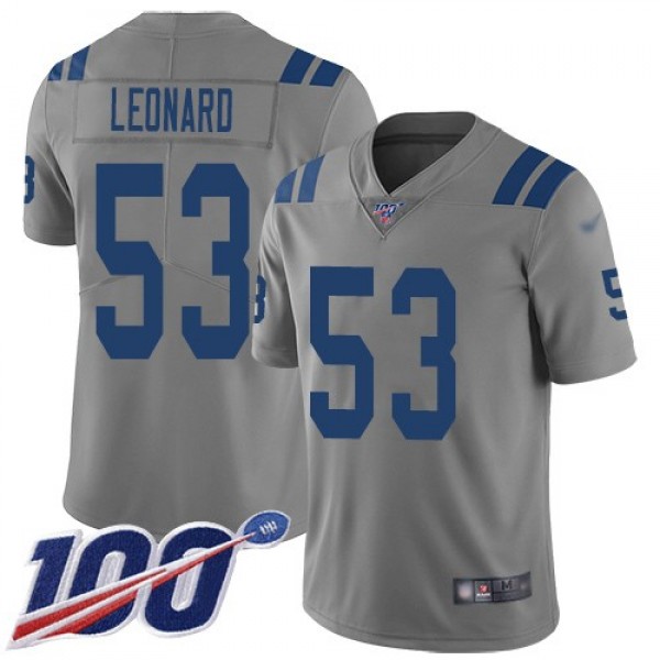 Nike Colts #53 Darius Leonard Gray Men's Stitched NFL Limited Inverted Legend 100th Season Jersey