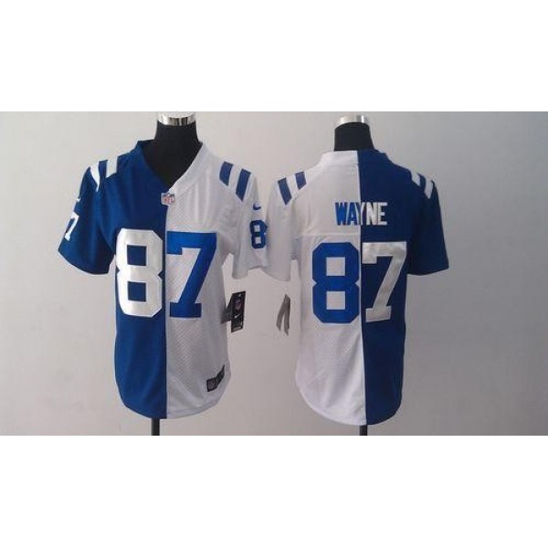 Women's Colts #87 Reggie Wayne Royal Blue White Stitched NFL Elite Split Jersey