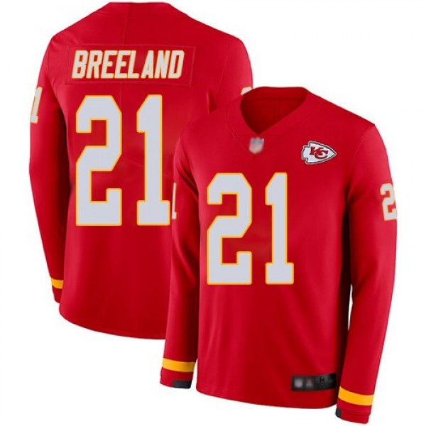 Men's Chiefs #21 Bashaud Breeland Red Team Color Men's Stitched NFL Limited Therma Long Sleeve Jersey